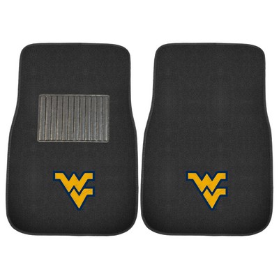 Fan Mats  LLC West Virginia Mountaineers 2-pc Embroidered Car Mat Set Black