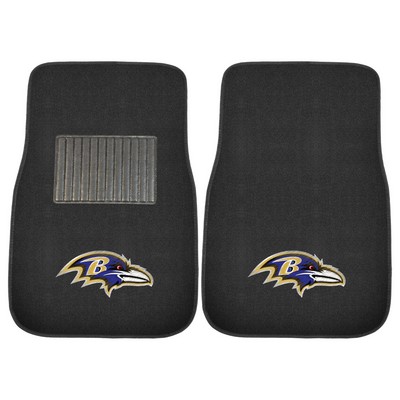 Fan Mats  LLC Baltimore Ravens Embroidered Car Mat Set - 2 Pieces Black