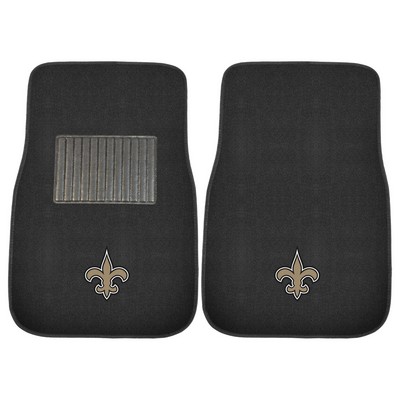 Fan Mats  LLC New Orleans Saints Embroidered Car Mat Set - 2 Pieces Black