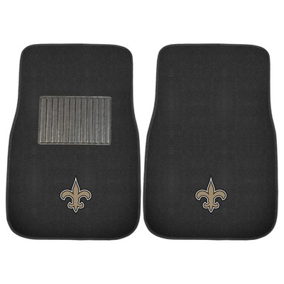 Fan Mats  LLC New Orleans Saints 2-pc Embroidered Car Mat Set Black