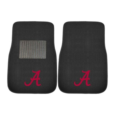 Fan Mats  LLC Alabama Crimson Tide 2-pc Embroidered Car Mat Set Black