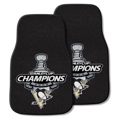 Fan Mats  LLC Pittsburgh Penguins Front Carpet Car Mat Set - 2 Pieces, 2009 NHL Stanley Cup Champions Black