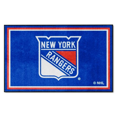 Fan Mats  LLC New York Rangers 4x6 Rug Blue