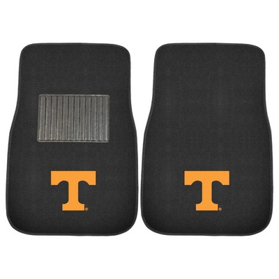 Fan Mats  LLC Tennessee Volunteers Embroidered Car Mat Set - 2 Pieces Black