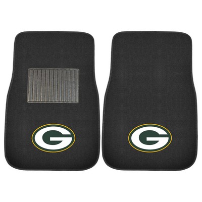 Fan Mats  LLC Green Bay Packers Embroidered Car Mat Set - 2 Pieces Black