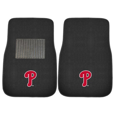 Fan Mats  LLC Philadelphia Phillies Embroidered Car Mat Set - 2 Pieces Black