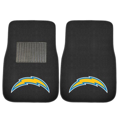Fan Mats  LLC Los Angeles Chargers Embroidered Car Mat Set - 2 Pieces Black