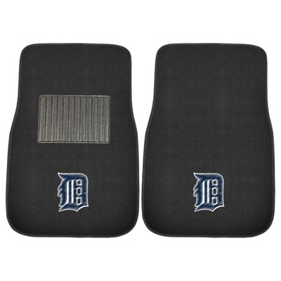 Fan Mats  LLC Detroit Tigers Embroidered Car Mat Set - 2 Pieces Black