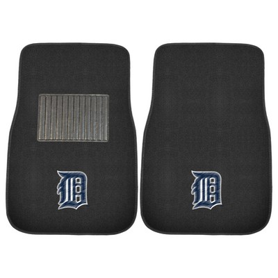 Fan Mats  LLC Detroit Tigers 2-pc Embroidered Car Mat Set Black