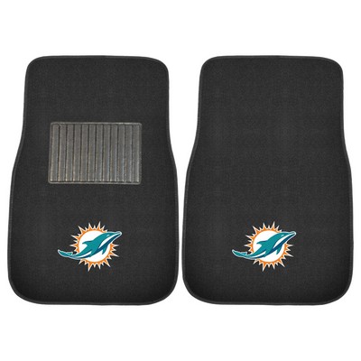 Fan Mats  LLC Miami Dolphins Embroidered Car Mat Set - 2 Pieces Black