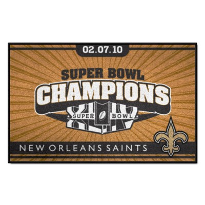 Fan Mats  LLC New Orleans Saints Starter Mat Accent Rug - 19in. x 30in., 2010 Super Bowl XLIV Champions Gold