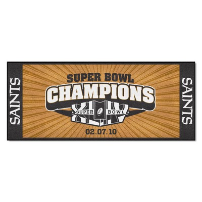 Fan Mats  LLC New Orleans Saints Field Runner Mat - 30in. x 72in., 2010 Super Bowl XLIV Champions Gold
