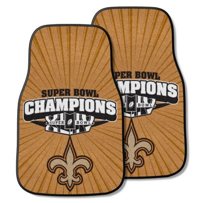 Fan Mats  LLC New Orleans Saints Front Carpet Car Mat Set - 2 Pieces, 2010 Super Bowl XLIV Champions Gold