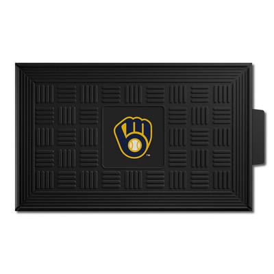 Fan Mats  LLC Milwaukee Brewers Medallion Door Mat Black