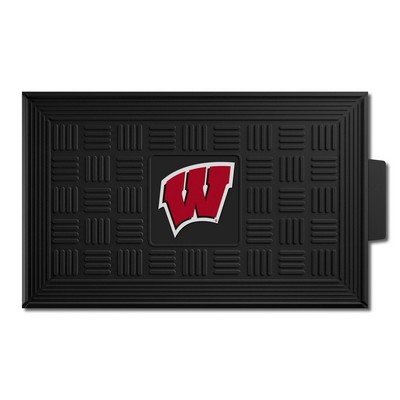 Fan Mats  LLC Wisconsin Badgers Medallion Door Mat Black