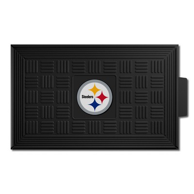 Fan Mats  LLC Pittsburgh Steelers Medallion Door Mat Black