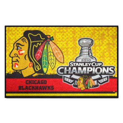 Chicago Blackhawks Starter Mat Champions Yellow Fan Mats  LLC Chicago Blackhawks Starter Mat Champions Yellow