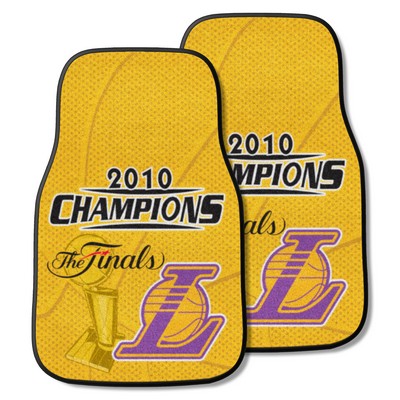 Fan Mats  LLC Los Angeles Lakers 2010 NBA Champions  Front Carpet Car Mat Set - 2 Pieces Yellow