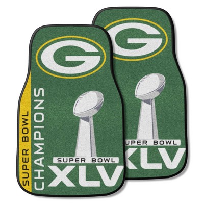 Fan Mats  LLC Green Bay Packers Front Carpet Car Mat Set - 2 Pieces, 2011 Super Bowl XLV Champions Green