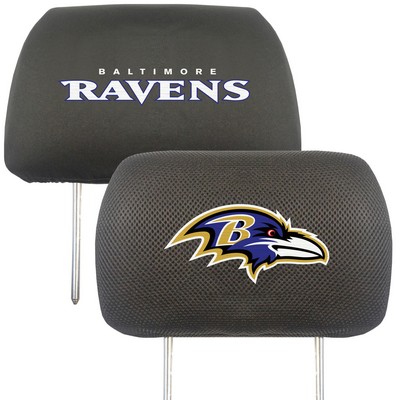 Fan Mats  LLC Baltimore Ravens Embroidered Head Rest Cover Set - 2 Pieces Black