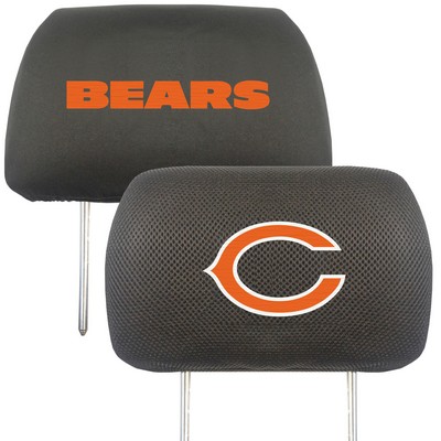 Fan Mats  LLC Chicago Bears Embroidered Head Rest Cover Set - 2 Pieces Black