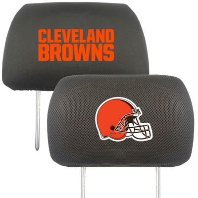Fan Mats  LLC Cleveland Browns Embroidered Head Rest Cover Set - 2 Pieces Black