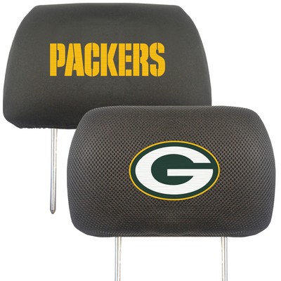 Fan Mats  LLC Green Bay Packers Embroidered Head Rest Cover Set - 2 Pieces Black