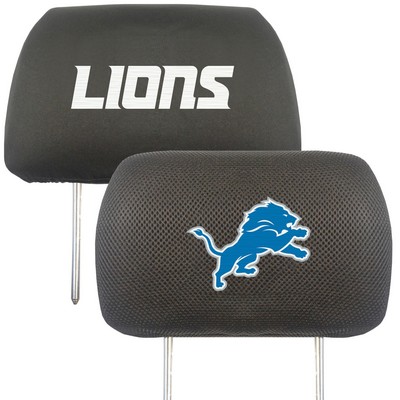 Fan Mats  LLC Detroit Lions Embroidered Head Rest Cover Set - 2 Pieces Black
