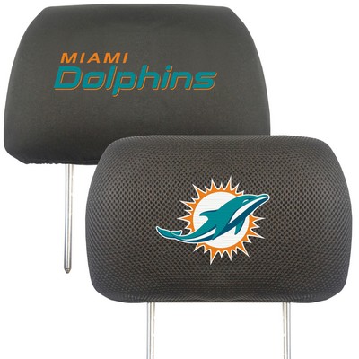 Fan Mats  LLC Miami Dolphins Embroidered Head Rest Cover Set - 2 Pieces Black