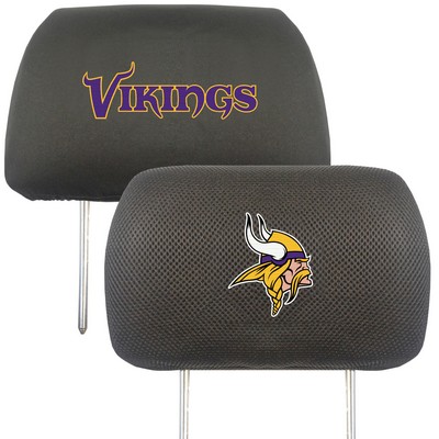 Fan Mats  LLC Minnesota Vikings Embroidered Head Rest Cover Set - 2 Pieces Black