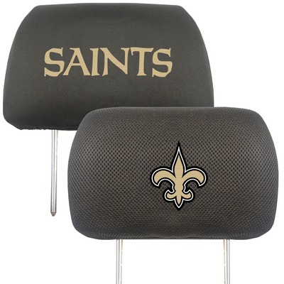 Fan Mats  LLC New Orleans Saints Embroidered Head Rest Cover Set - 2 Pieces Black
