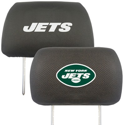Fan Mats  LLC New York Jets Embroidered Head Rest Cover Set - 2 Pieces Black