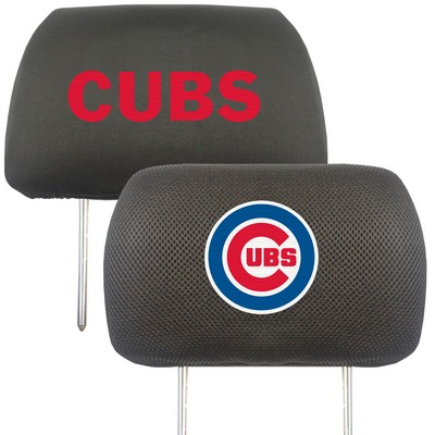 Fan Mats  LLC Chicago Cubs Embroidered Head Rest Cover Set - 2 Pieces Black