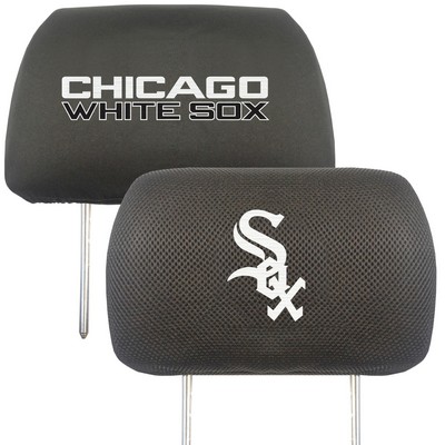 Fan Mats  LLC Chicago White Sox Embroidered Head Rest Cover Set - 2 Pieces Black
