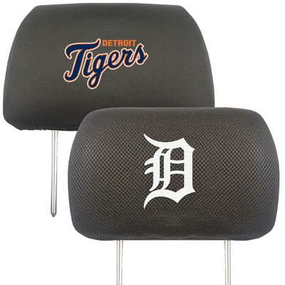 Fan Mats  LLC Detroit Tigers Embroidered Head Rest Cover Set - 2 Pieces Black