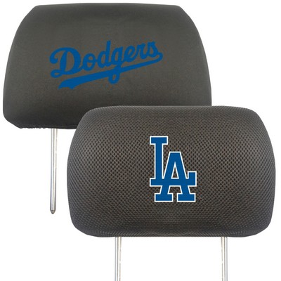 Fan Mats  LLC Los Angeles Dodgers Embroidered Head Rest Cover Set - 2 Pieces Black