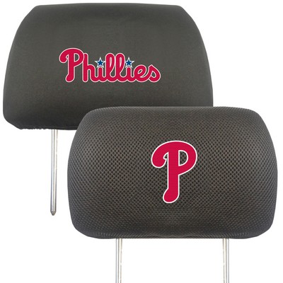 Fan Mats  LLC Philadelphia Phillies Embroidered Head Rest Cover Set - 2 Pieces Black