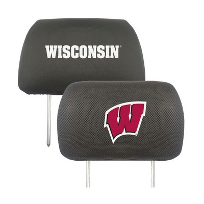 Fan Mats  LLC Wisconsin Badgers Head Rest Cover Black