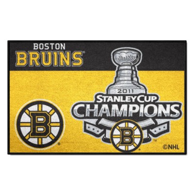 Fan Mats  LLC Boston Bruins Starter Mat Accent Rug - 19in. x 30in., 2011 NHL Stanley Cup Champions Yellow
