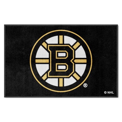 Fan Mats  LLC Boston Bruins 4x6 Logo Mat Landscape Black