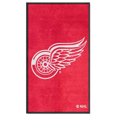 Fan Mats  LLC Detroit Red Wings 3X5 High-Traffic Mat with Durable Rubber Backing - Portrait Orientation Red