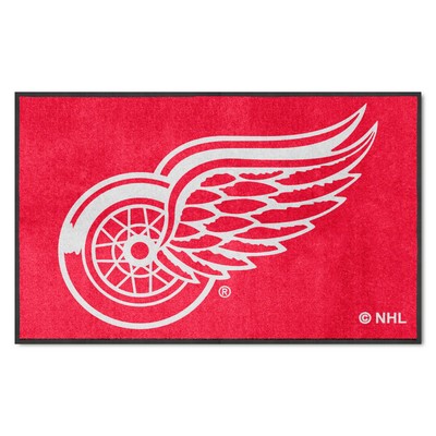 Fan Mats  LLC Detroit Red Wings 4X6 High-Traffic Mat with Durable Rubber Backing - Landscape Orientation Red
