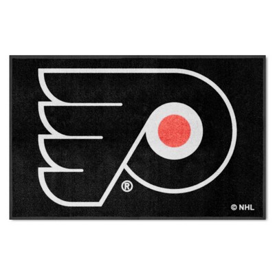 Fan Mats  LLC Philadelphia Flyers 4x6 Logo Mat Landscape Black