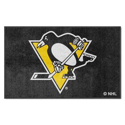 Fan Mats  LLC Pittsburgh Penguins 4x6 Logo Mat Landscape Black