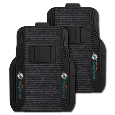 Fan Mats  LLC Miami Dolphins 2-pc Deluxe Car Mat Set Black