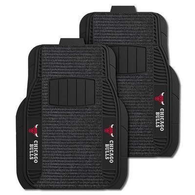 Chicago Bulls 2-pc Deluxe Car Mat Set Black Fan Mats  LLC Chicago Bulls 2-pc Deluxe Car Mat Set Black
