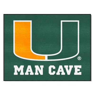 Fan Mats  LLC Miami Hurricanes All-Star Mat Man Cave Green