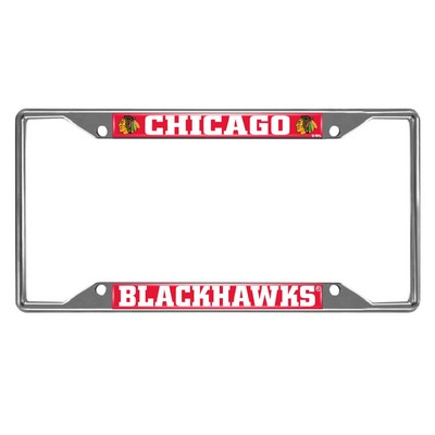 Fan Mats  LLC Chicago Blackhawks Chrome Metal License Plate Frame, 6.25in x 12.25in Chrome