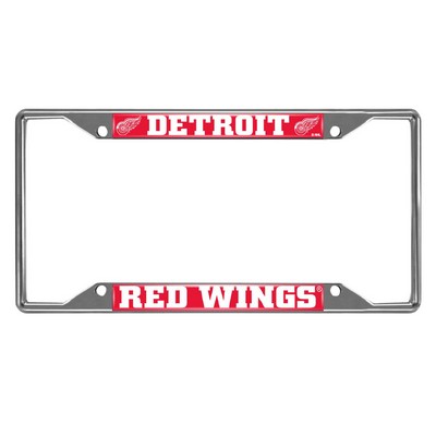 Fan Mats  LLC Detroit Red Wings Chrome Metal License Plate Frame, 6.25in x 12.25in Chrome