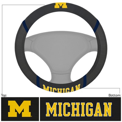 Fan Mats  LLC Michigan Wolverines Steering Wheel Cover Black